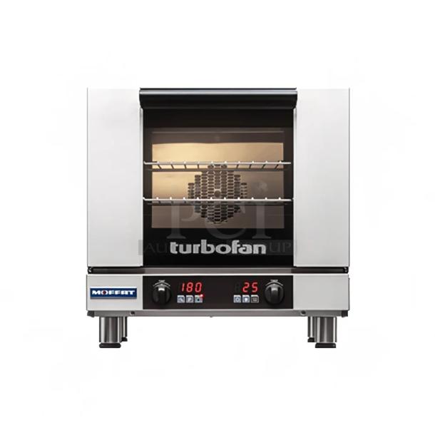 BRAND NEW! IN THE BOX! Moffat TurboFan 20D Series Commercial Stainless Steel Electric Powered Half-Size Countertop Convection Oven! With Wire Oven Racks! Model: E23D3 SN: 2271163! 208V 1 Phase! With Legs! - Image 1 of 13