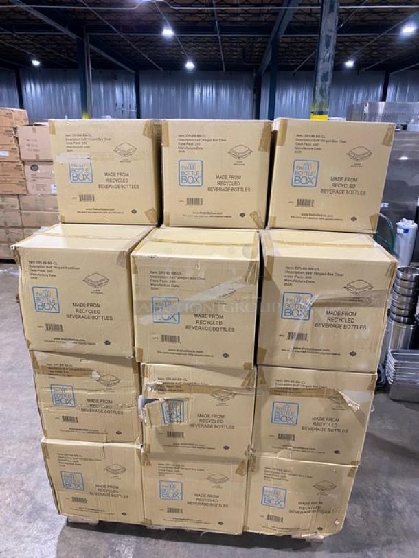NEW! FULL PALLET! The Bottle Box Commercial Clear Stackable 8"x8" Classic Hinged Takeout Food Containers! 200 Per Case! Model: DPI-88-BB-CL! ALL NEW IN THE BOX! 33X Your Bid! - Image 6 of 7