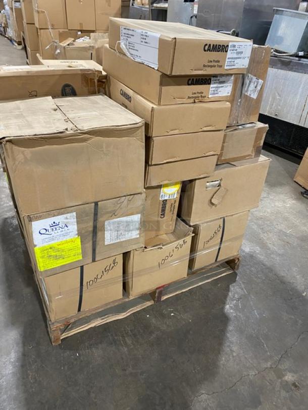 NEW! MIXED PALLET! G.E.T. Enterprises Bugambilia Series Commercial Square Latte Resin Coated Salad Bar Bowls! Model: COMP03-LT! With Cambro Commercial White Fiberglass 12"x16" Low Profile Dietary/Food Service Trays! Model: 1216D148! With Fineline Wavetrends Commercial Black 6.5" Square Dessert Plates! With Carlisle Sparta Spectrum Series Commercial White Polypropylene 11" Wide Sanitary Food Service/Ice Shovels! Model: 4107602! With ABC Procurement Commercial Chrome Plated Steel Wired 8"x10" Pan Grates! Model: PG-8! With G.E.T. Enterprises Bugambilia Series Commercial Square Latte Resin Coated Buffet Bowls! Model: BSD12LT! With Commercial Stainless Steel Double Wall Serving Bowls! ALL NEW IN THE BOX! 30X Your Bid! - Image 2 of 16