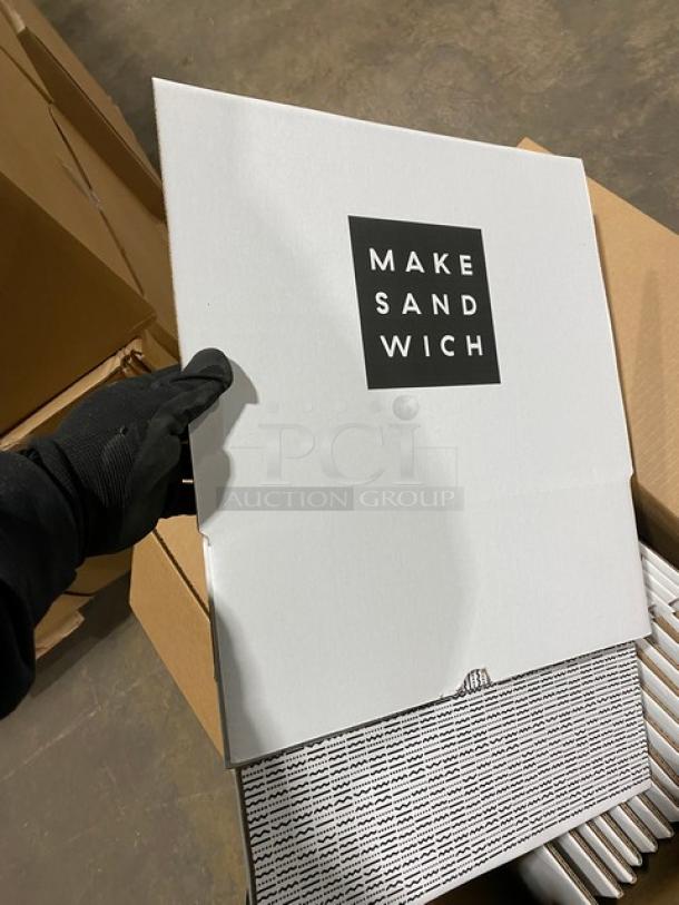 NEW! FULL PALLET! Aurify Make Sandwich Style Commercial Disposable Cardboard Sandwich Boxes! With Inserts! Model: 05MSCBOX! ALL NEW IN THE BOX! 22X Your Bid! - Image 8 of 8