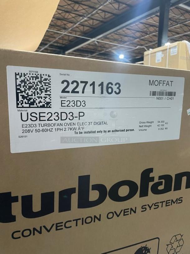 BRAND NEW! IN THE BOX! Moffat TurboFan 20D Series Commercial Stainless Steel Electric Powered Half-Size Countertop Convection Oven! With Wire Oven Racks! Model: E23D3 SN: 2271163! 208V 1 Phase! With Legs! - Image 13 of 13