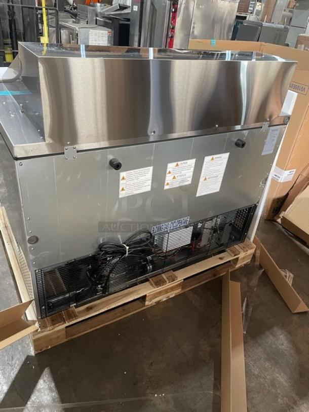 BRAND NEW! IN THE BOX! Turbo Air Super Deluxe Series Commercial Stainless Steel 2 Door Refrigerated Bain Marie Style Mega Top Sald/Sandwich Prep Table! With Chrome Plated Wire Racks! With Full Length Removable Cutting Board! With Clear Polycarbonate Food Pans! Model: TST-48SD-18-N SN: H2VTM4RI9002! 115V 1 Phase! With Casters! - Image 6 of 15