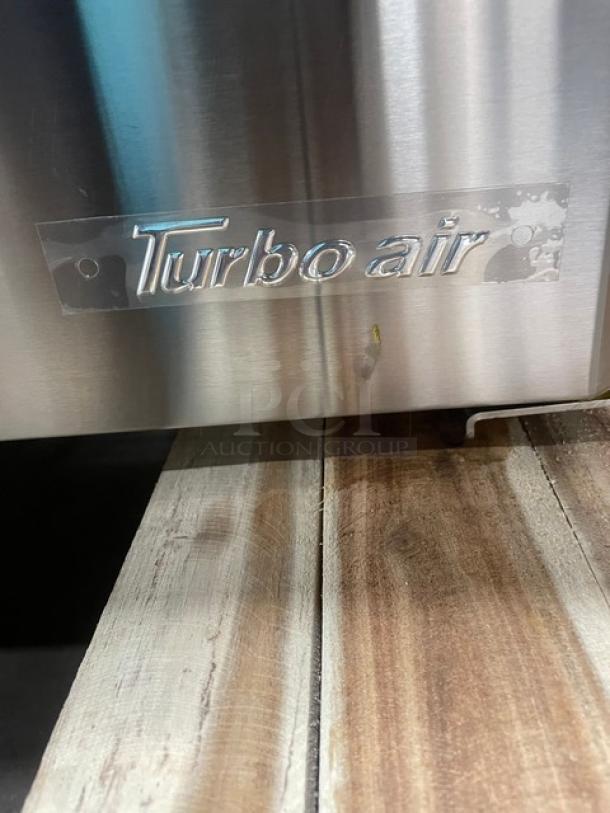 BRAND NEW! IN THE BOX! Turbo Air Super Deluxe Series Commercial Stainless Steel 2 Door Refrigerated Bain Marie Style Mega Top Sald/Sandwich Prep Table! With Chrome Plated Wire Racks! With Full Length Removable Cutting Board! With Clear Polycarbonate Food Pans! Model: TST-48SD-18-N SN: H2VTM4RI9002! 115V 1 Phase! With Casters! - Image 13 of 15