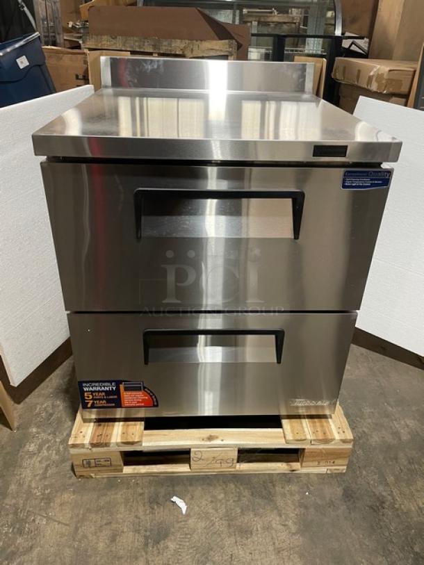 BRAND NEW! IN THE BOX! Turbo Air Super Deluxe Series Commercial Stainless Steel 2 Drawer Refrigerated Worktop Cooler! With Back Splash! Model: TWR-28SD-D2-N SN: H2VTW2RD219002! 115V 1 Phase! With Casters! - Image 5 of 14
