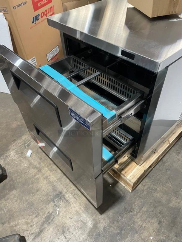 BRAND NEW! IN THE BOX! Turbo Air Super Deluxe Series Commercial Stainless Steel 2 Drawer Refrigerated Worktop Cooler! With Back Splash! Model: TWR-28SD-D2-N SN: H2VTW2RD219002! 115V 1 Phase! With Casters! - Image 10 of 14