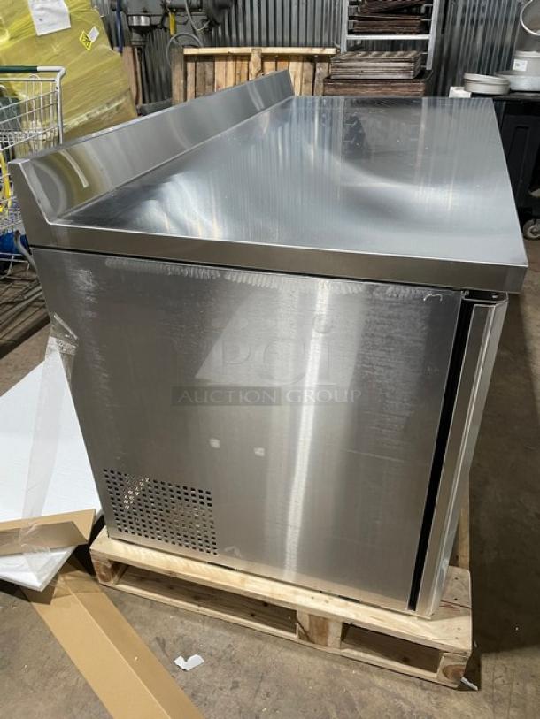 BRAND NEW! IN THE BOX! Turbo Air Super Deluxe Series Commercial Stainless Steel 2 Door Refrigerated Worktop Cooler! With Back Splash! With Chrome Plated Wire Racks! With Lock & Keys! Model: TWR-60SD-N SN: H2VTU6RI1005! 115V 1 Phase! With Casters! - Image 7 of 12