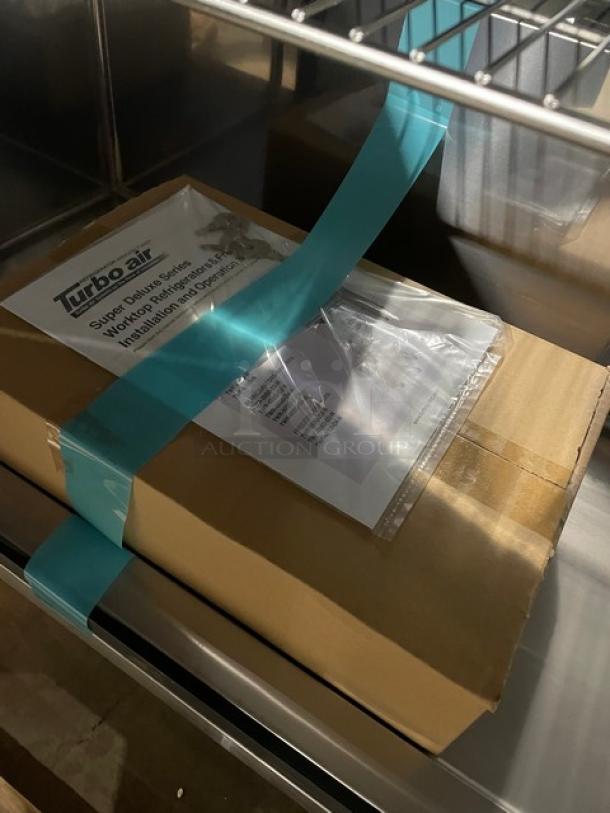 BRAND NEW! IN THE BOX! Turbo Air Super Deluxe Series Commercial Stainless Steel 2 Door Refrigerated Worktop Cooler! With Back Splash! With Chrome Plated Wire Racks! With Lock & Keys! Model: TWR-60SD-N SN: H2VTU6RI1005! 115V 1 Phase! With Casters! - Image 10 of 12