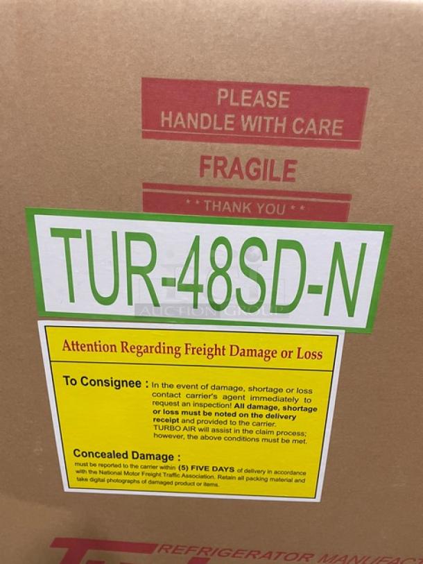 BRAND NEW! IN THE BOX! Turbo Air Super Deluxe Series Commercial Stainless Steel 2 Door Undercounter Reach In Refrigerator! With Chrome Plated Wire Racks! With Lock & Keys! Model: TUR-48SD-N SN: H2VTU4RIX001! 115V 1 Phase! With Casters! - Image 3 of 13