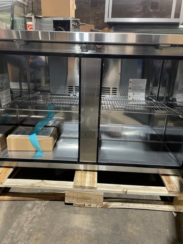 BRAND NEW! IN THE BOX! Turbo Air Super Deluxe Series Commercial Stainless Steel 2 Door Undercounter Reach In Refrigerator! With Chrome Plated Wire Racks! With Lock & Keys! Model: TUR-48SD-N SN: H2VTU4RIX001! 115V 1 Phase! With Casters! - Image 9 of 13