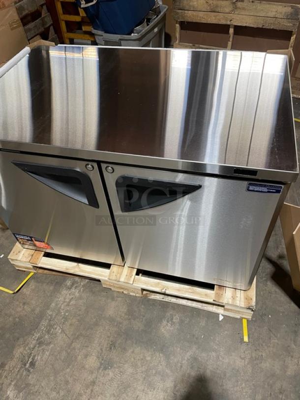BRAND NEW! IN THE BOX! Turbo Air Super Deluxe Series Commercial Stainless Steel 2 Door Undercounter Reach In Refrigerator! With Chrome Plated Wire Racks! With Lock & Keys! Model: TUR-48SD-N SN: H2VTU4RIX001! 115V 1 Phase! With Casters! - Image 13 of 13