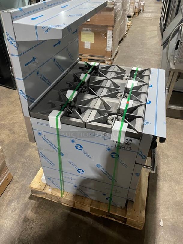 BRAND NEW! IN THE BOX! Vulcan Endurance Series Commercial Stainless Steel Natural Gas Powered 6 Burner Range & Oven Combo! With Chrome Plated Wire Oven Racks! With Back Splash & Overhead Salamander Shelf! Model: 36S-6BN SN: 482067916! With Legs! - Image 5 of 17