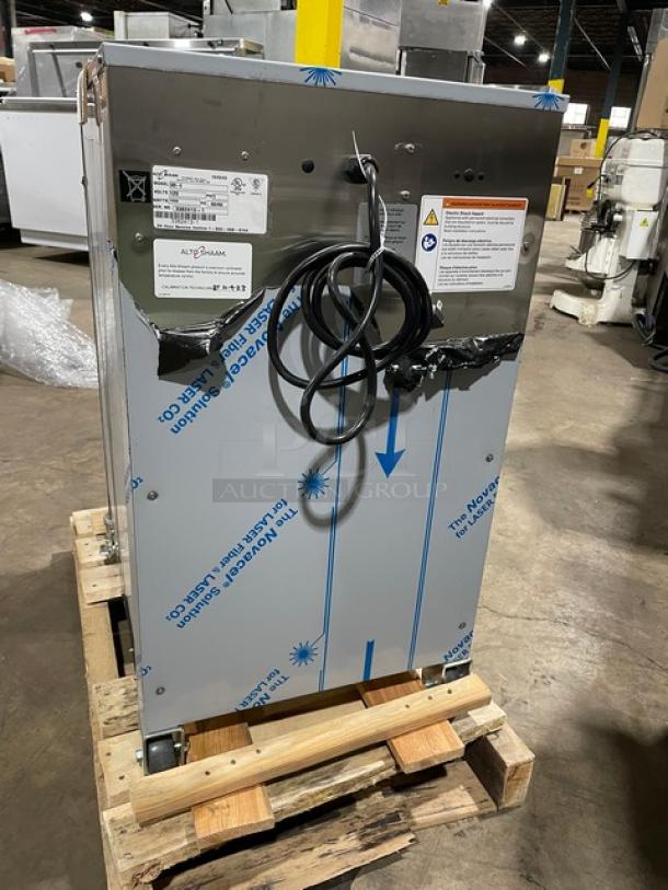 BRAND NEW! IN THE BOX! Alto-Shaam! 2023!  Halo Heat Series Commercial Stainless Steel 6 Pan Low Temp Hot Food Holding Cabinet! EcoSmart Certified! With Adjustable Thermostat! With Chrome Plated Wired Racks! Model: 500-S SN: 3382413-1! 120V 1 Phase! On Casters! - Image 6 of 13