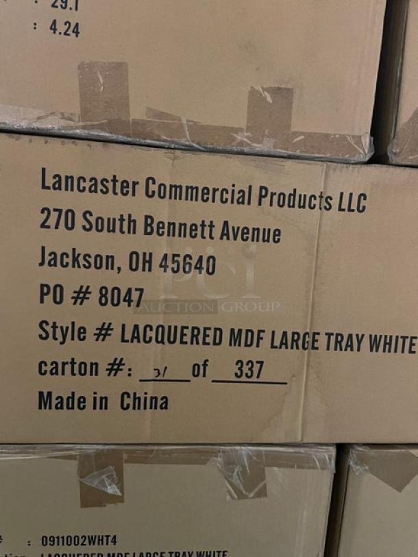 NEW! FULL PALLET! Wescon By Lancaster Commercial Products Commercial White Large Size Lacquered MDF Serving Trays! With Handles! Model: 0911002WHT4! ALL NEW IN THE BOX! 26X Your Bid! - Image 5 of 10