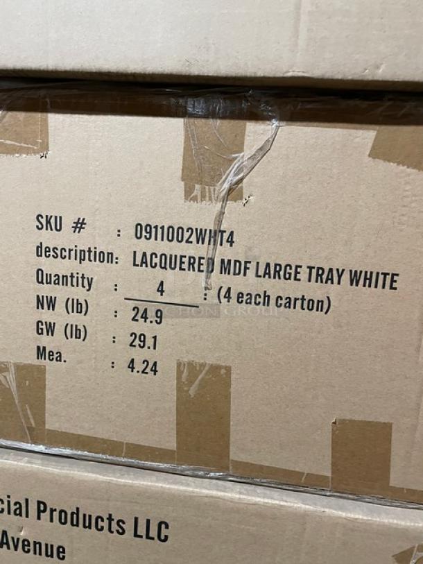 NEW! FULL PALLET! Wescon By Lancaster Commercial Products Commercial White Large Size Lacquered MDF Serving Trays! With Handles! Model: 0911002WHT4! ALL NEW IN THE BOX! 26X Your Bid! - Image 6 of 10
