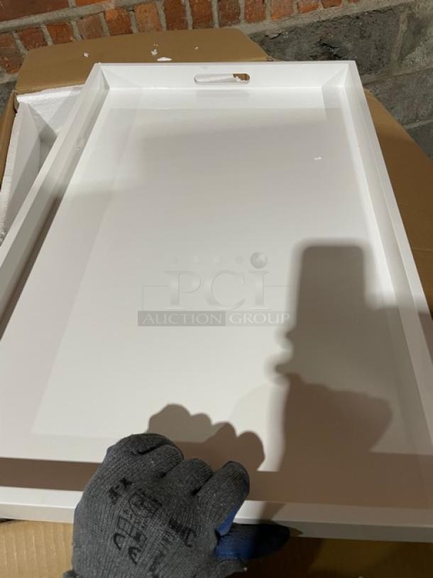 NEW! FULL PALLET! Wescon By Lancaster Commercial Products Commercial White Large Size Lacquered MDF Serving Trays! With Handles! Model: 0911002WHT4! ALL NEW IN THE BOX! 26X Your Bid! - Image 10 of 10