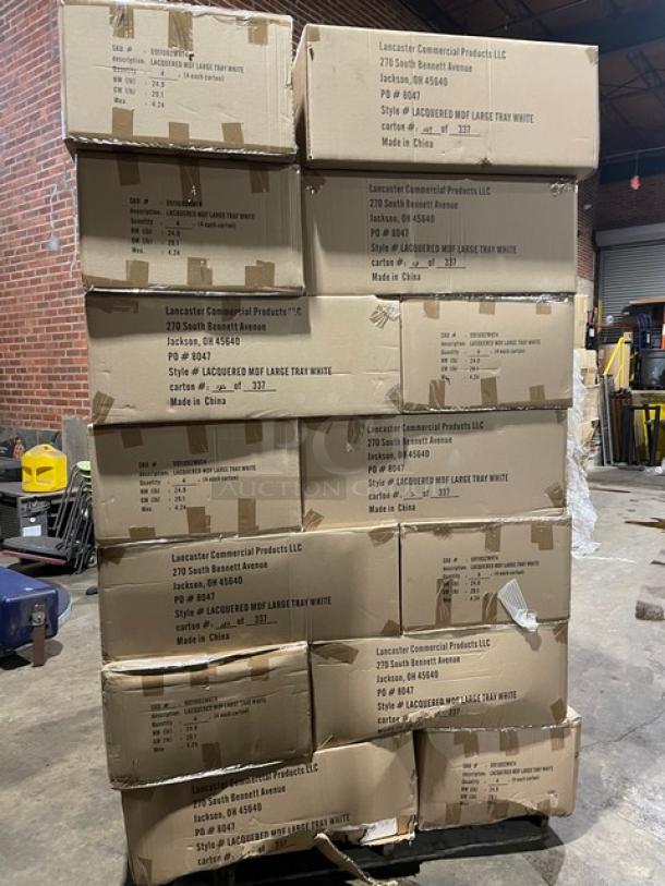 NEW! FULL PALLET! Wescon By Lancaster Commercial Products Commercial White Large Size Lacquered MDF Serving Trays! With Handles! Model: 0911002WHT4! ALL NEW IN THE BOX! 28X Your Bid! - Image 4 of 12