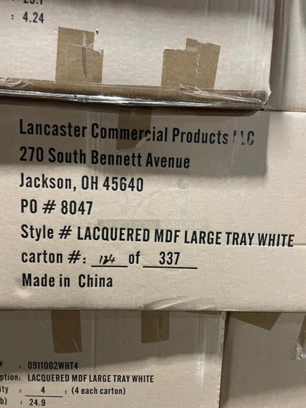 NEW! FULL PALLET! Wescon By Lancaster Commercial Products Commercial White Large Size Lacquered MDF Serving Trays! With Handles! Model: 0911002WHT4! ALL NEW IN THE BOX! 28X Your Bid! - Image 6 of 12