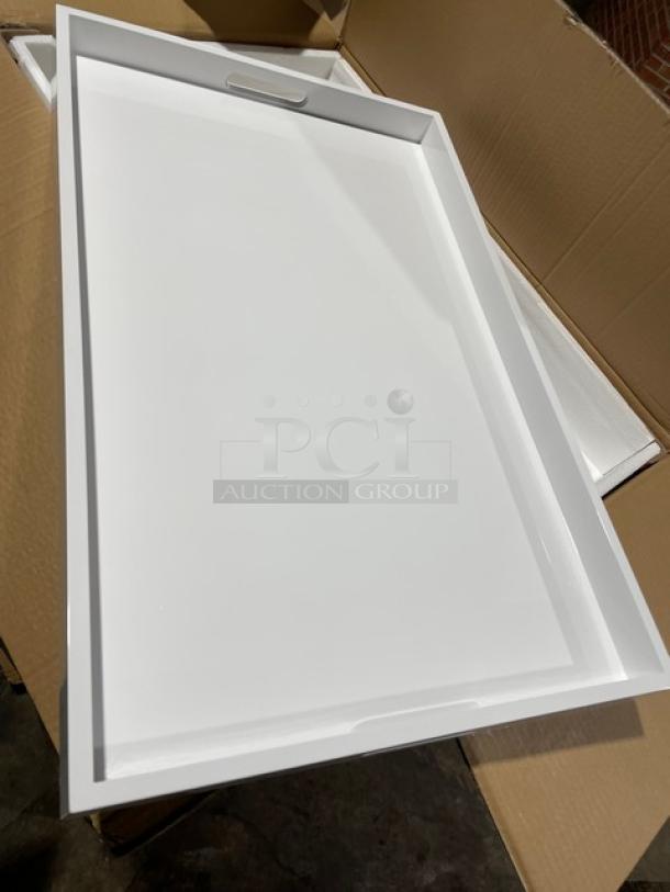 NEW! FULL PALLET! Wescon By Lancaster Commercial Products Commercial White Large Size Lacquered MDF Serving Trays! With Handles! Model: 0911002WHT4! ALL NEW IN THE BOX! 28X Your Bid! - Image 8 of 12