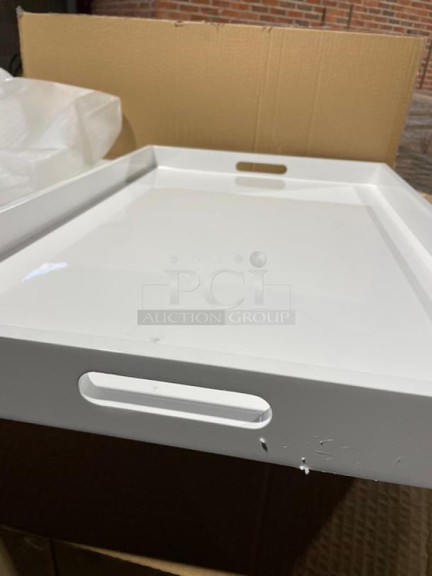 NEW! FULL PALLET! Wescon By Lancaster Commercial Products Commercial White Large Size Lacquered MDF Serving Trays! With Handles! Model: 0911002WHT4! ALL NEW IN THE BOX! 28X Your Bid! - Image 12 of 12