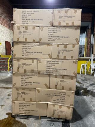 NEW! FULL PALLET! Wescon By Lancaster Commercial Products Commercial White Large Size Lacquered MDF Serving Trays! With Handles! Model: 0911002WHT4! ALL NEW IN THE BOX! 28X Your Bid!