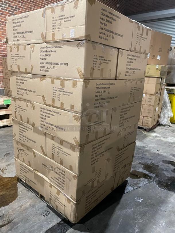 NEW! FULL PALLET! Wescon By Lancaster Commercial Products Commercial White Large Size Lacquered MDF Serving Trays! With Handles! Model: 0911002WHT4! ALL NEW IN THE BOX! 28X Your Bid! - Image 2 of 13
