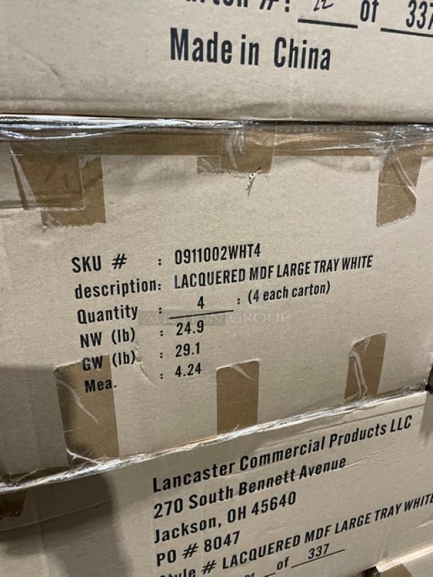NEW! FULL PALLET! Wescon By Lancaster Commercial Products Commercial White Large Size Lacquered MDF Serving Trays! With Handles! Model: 0911002WHT4! ALL NEW IN THE BOX! 28X Your Bid! - Image 6 of 13