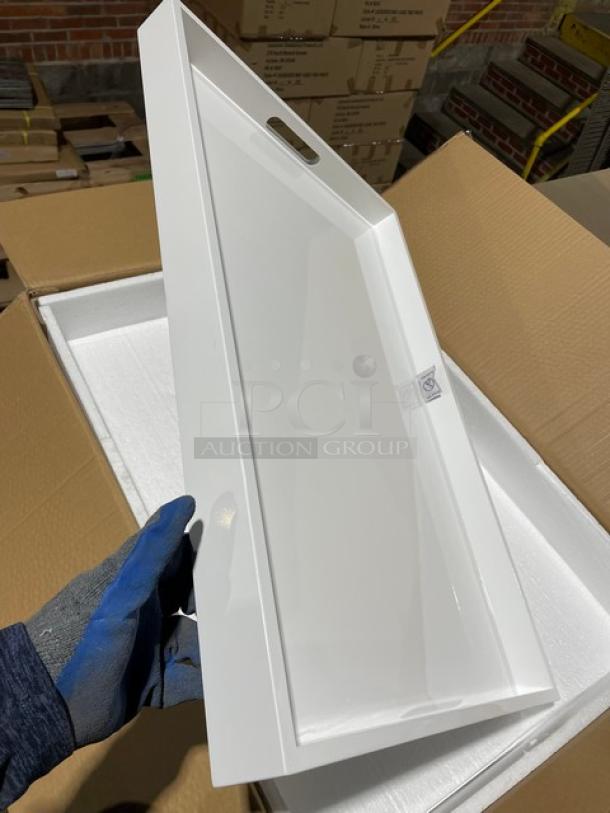 NEW! FULL PALLET! Wescon By Lancaster Commercial Products Commercial White Large Size Lacquered MDF Serving Trays! With Handles! Model: 0911002WHT4! ALL NEW IN THE BOX! 28X Your Bid! - Image 9 of 13