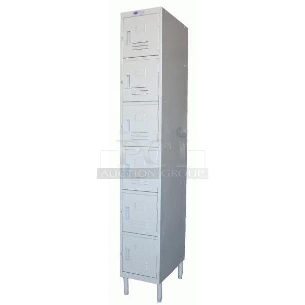 BRAND NEW! IN THE BOX! GSW-USA Commercial Powder Coated Steel 6-Tier Grid Vented Lockers! With Individual Name/Tag Holders! Model: ELS-6DR! On Adjustable Legs! 2X Your Bid! - Image 1 of 11