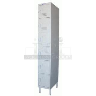 BRAND NEW! IN THE BOX! GSW-USA Commercial Powder Coated Steel 6-Tier Grid Vented Lockers! With Individual Name/Tag Holders! Model: ELS-6DR! On Adjustable Legs! 3X Your Bid!