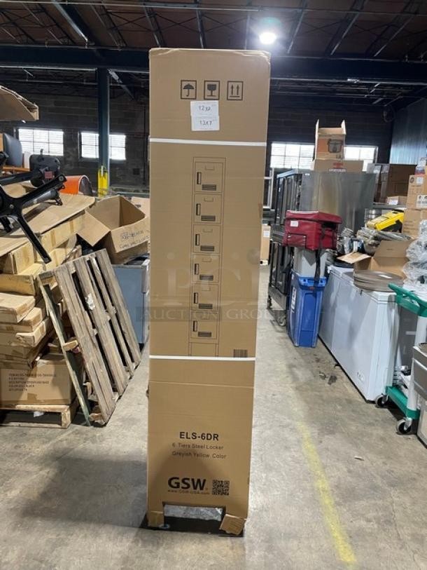 BRAND NEW! IN THE BOX! GSW-USA Commercial Powder Coated Steel 6-Tier Grid Vented Lockers! With Individual Name/Tag Holders! Model: ELS-6DR! On Adjustable Legs! 3X Your Bid! - Image 2 of 11