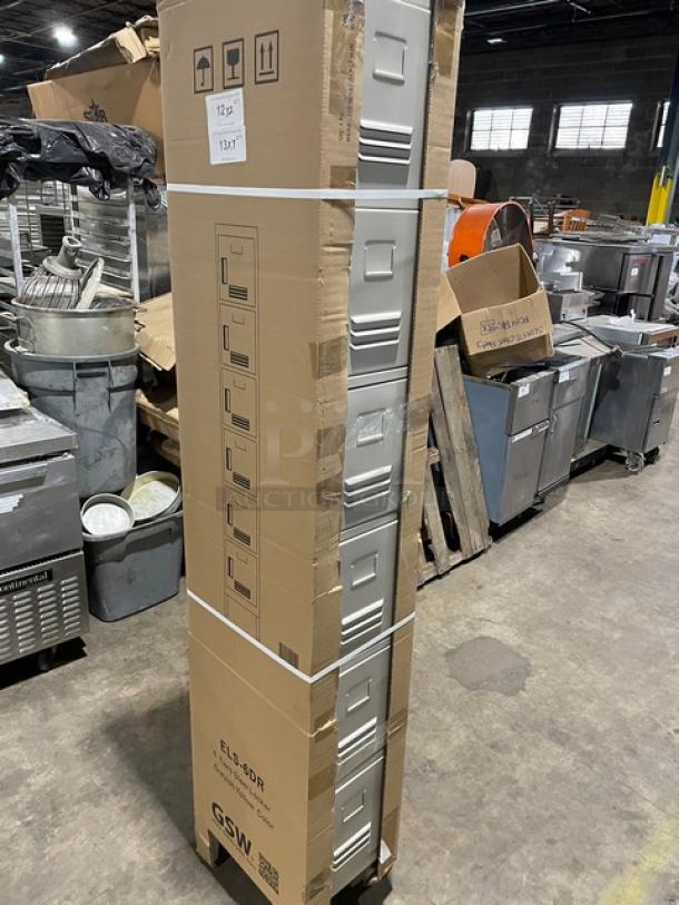 BRAND NEW! IN THE BOX! GSW-USA Commercial Powder Coated Steel 6-Tier Grid Vented Lockers! With Individual Name/Tag Holders! Model: ELS-6DR! On Adjustable Legs! 3X Your Bid! - Image 3 of 11