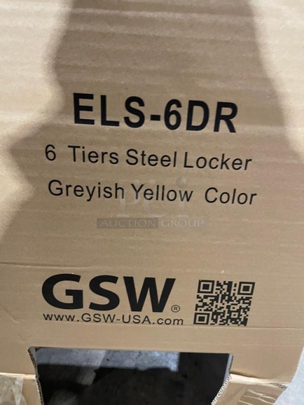 BRAND NEW! IN THE BOX! GSW-USA Commercial Powder Coated Steel 6-Tier Grid Vented Lockers! With Individual Name/Tag Holders! Model: ELS-6DR! On Adjustable Legs! 3X Your Bid! - Image 10 of 11