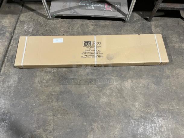 BRAND NEW! IN THE BOX! John Boos Commercial Stainless Steel Wall-Mount 60" x 12" Safety Stallion Front Edge Shelf! With 1.5" Turned Up Backsplash! With Support Brackets! Model: EWS8-1260! - Image 2 of 5