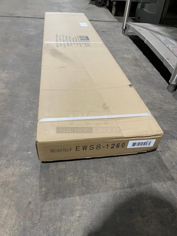 BRAND NEW! IN THE BOX! John Boos Commercial Stainless Steel Wall-Mount 60" x 12" Safety Stallion Front Edge Shelf! With 1.5" Turned Up Backsplash! With Support Brackets! Model: EWS8-1260! - Image 3 of 5