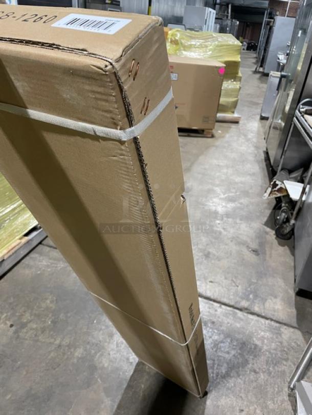 BRAND NEW! IN THE BOX! John Boos Commercial Stainless Steel Wall-Mount 60" x 12" Safety Stallion Front Edge Shelf! With 1.5" Turned Up Backsplash! With Support Brackets! Model: EWS8-1260! - Image 4 of 5