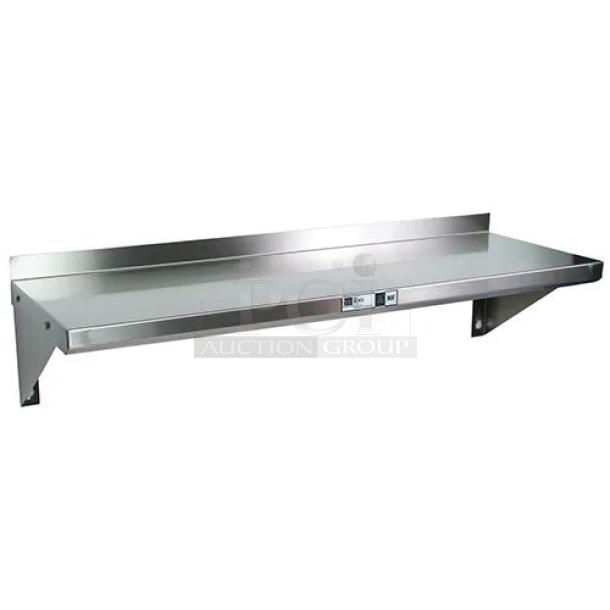 BRAND NEW! IN THE BOX! John Boos Commercial Stainless Steel Wall-Mount 60" x 12" Safety Stallion Front Edge Shelf! With 1.5" Turned Up Backsplash! With Support Brackets! Model: EWS8-1260! - Image 1 of 6