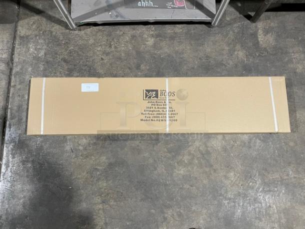 BRAND NEW! IN THE BOX! John Boos Commercial Stainless Steel Wall-Mount 60" x 12" Safety Stallion Front Edge Shelf! With 1.5" Turned Up Backsplash! With Support Brackets! Model: EWS8-1260! - Image 2 of 6