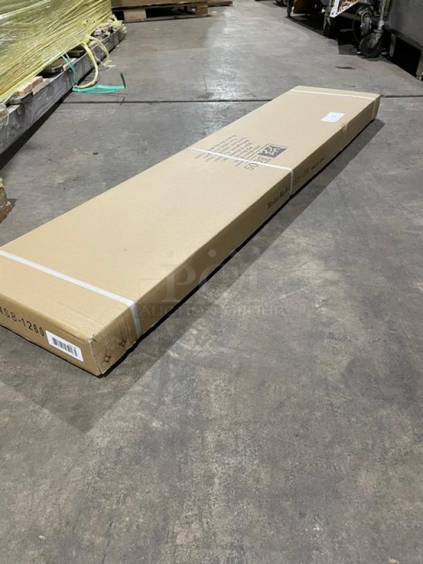 BRAND NEW! IN THE BOX! John Boos Commercial Stainless Steel Wall-Mount 60" x 12" Safety Stallion Front Edge Shelf! With 1.5" Turned Up Backsplash! With Support Brackets! Model: EWS8-1260! - Image 4 of 6