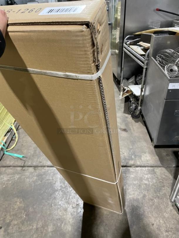 BRAND NEW! IN THE BOX! John Boos Commercial Stainless Steel Wall-Mount 60" x 12" Safety Stallion Front Edge Shelf! With 1.5" Turned Up Backsplash! With Support Brackets! Model: EWS8-1260! - Image 5 of 6