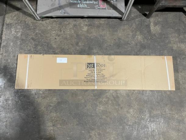 BRAND NEW! IN THE BOX! John Boos Commercial Stainless Steel Wall-Mount 60" x 12" Safety Stallion Front Edge Shelf! With 1.5" Turned Up Backsplash! With Support Brackets! Model: EWS8-1260! - Image 2 of 6