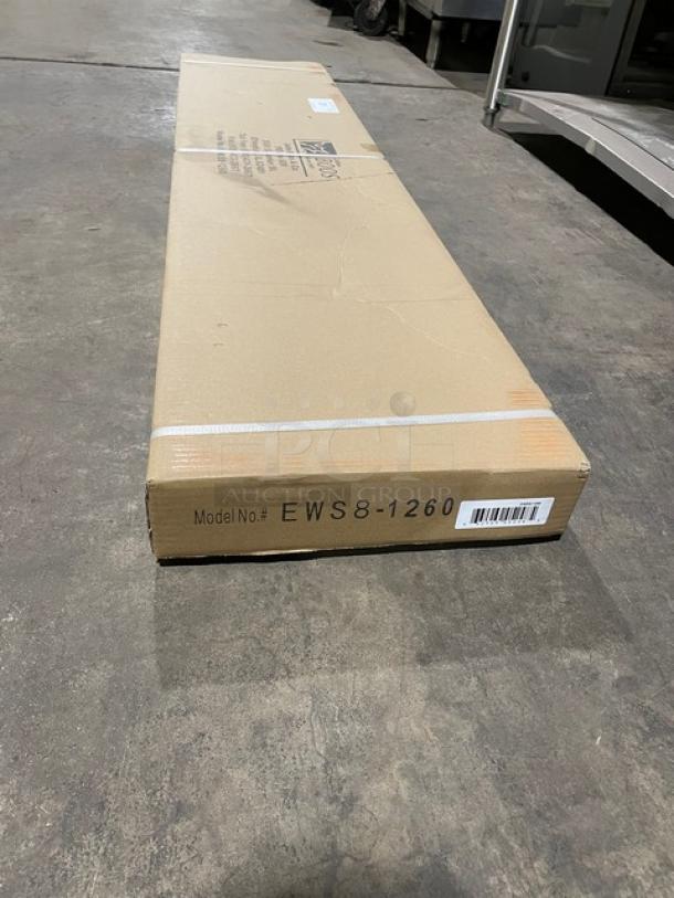 BRAND NEW! IN THE BOX! John Boos Commercial Stainless Steel Wall-Mount 60" x 12" Safety Stallion Front Edge Shelf! With 1.5" Turned Up Backsplash! With Support Brackets! Model: EWS8-1260! - Image 3 of 6