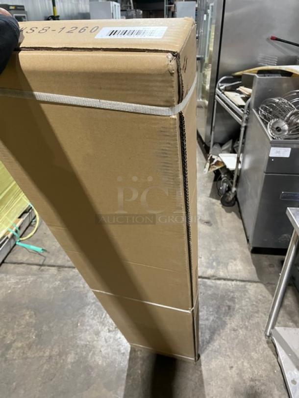BRAND NEW! IN THE BOX! John Boos Commercial Stainless Steel Wall-Mount 60" x 12" Safety Stallion Front Edge Shelf! With 1.5" Turned Up Backsplash! With Support Brackets! Model: EWS8-1260! - Image 5 of 6