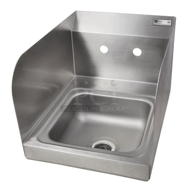 BRAND NEW! IN THE BOX! John Boos Commercial Stainless Steel Wall Mount Pro-Bowl Hand Washing Sink! With Back & Side Splashes! With Faucet Holes! With Basket Drain & Mounting Brackets! Model: PBHS-W-0909-SSLR! - Image 1 of 12