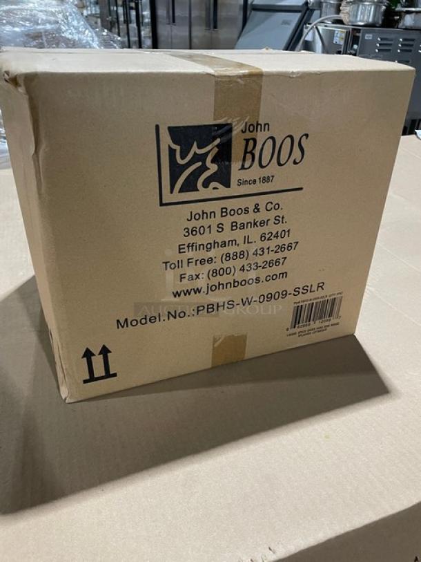 BRAND NEW! IN THE BOX! John Boos Commercial Stainless Steel Wall Mount Pro-Bowl Hand Washing Sink! With Back & Side Splashes! With Faucet Holes! With Basket Drain & Mounting Brackets! Model: PBHS-W-0909-SSLR! - Image 4 of 12