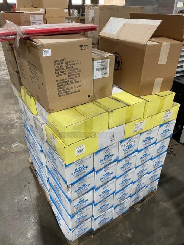NEW! MIXED PALLET! Tuxton Reno Series Commercial Eggshell White 16 Oz. China Bowls! Model: TRE-060! With Carlisle Epicure Series Commercial White Melamine 8" Dinner Plates! Model: 4380302! With Wipes Plus Commercial Alcohol-Free Hand Sanitizing Wipe Refills! Model: 37503! With Rak Porcelain USA Commercial Rectangular Mini Max 15-3/4" x 4-1/4" Trays! Model: OPRL40! With Carlisle Sparta Spectrum Series Commercial Red Cutting Boards! Model: N10888! With San Jamar Summit Arriba Series Commercial Twist Passive Dispenser! Model: WP9070BKSS! ALL NEW IN THE BOX! 97X Your Bid! - Image 11 of 11