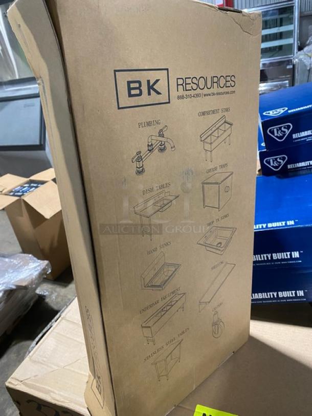 BRAND NEW! IN THE BOX! BK Resources Commercial Stainless Steel Twist Lever Drain! With Overflow! Model: PB-LWR-10V! With Commercial Metal Lever Waste Support Arm Bracket! Model: PB-LWB! All One Money! - Image 4 of 8