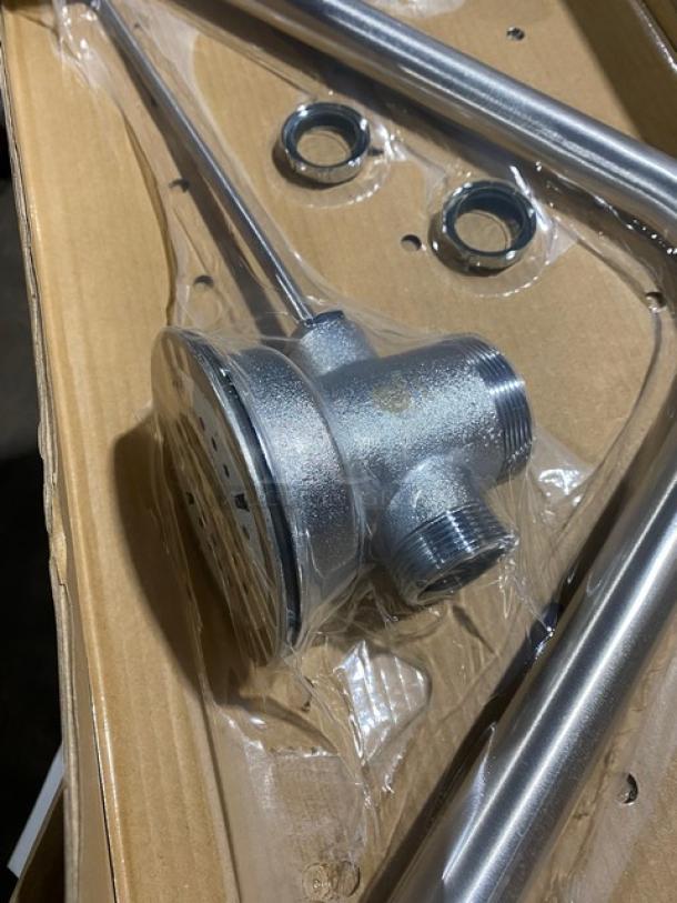 BRAND NEW! IN THE BOX! BK Resources Commercial Stainless Steel Twist Lever Drain! With Overflow! Model: PB-LWR-10V! With Commercial Metal Lever Waste Support Arm Bracket! Model: PB-LWB! All One Money! - Image 7 of 8