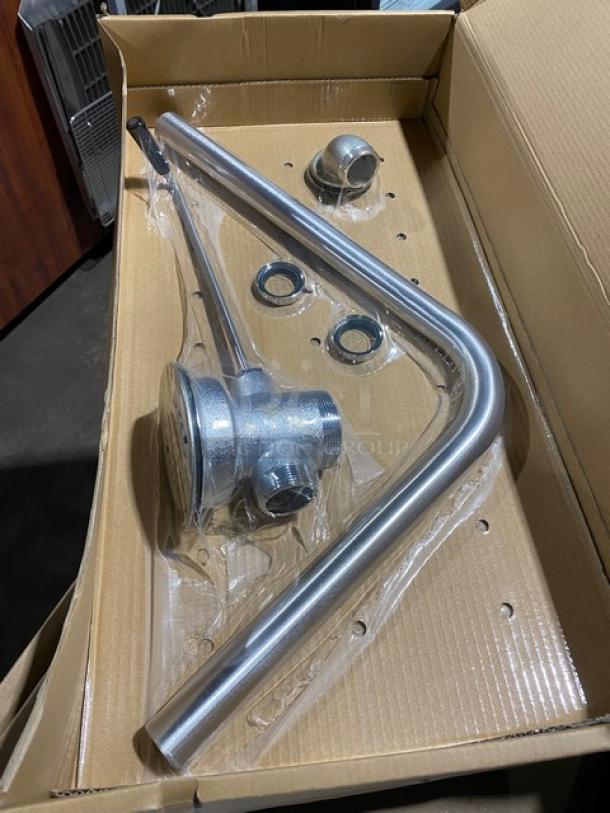 BRAND NEW! IN THE BOX! BK Resources Commercial Stainless Steel Twist Lever Drain! With Overflow! Model: PB-LWR-10V! With Commercial Metal Lever Waste Support Arm Bracket! Model: PB-LWB! All One Money! - Image 8 of 8