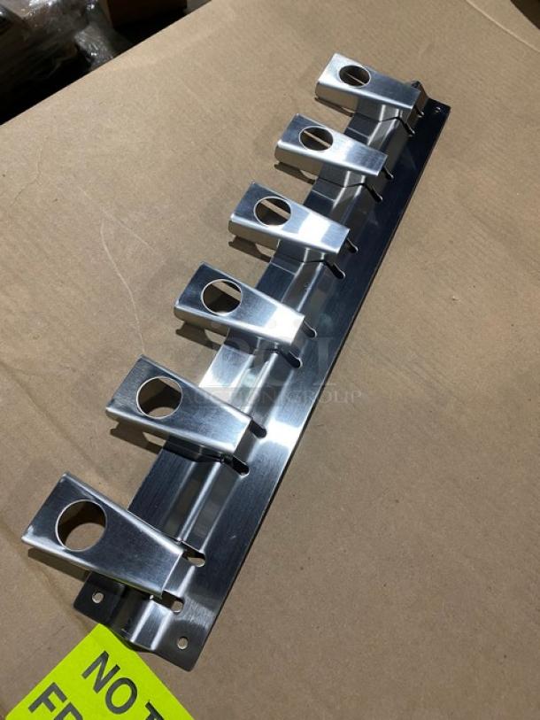 BRAND NEW! FMP Commercial Stainless Steel Wall Mount 6-Slot Broom/Mop Holder! Model: 159-1140! - Image 5 of 8