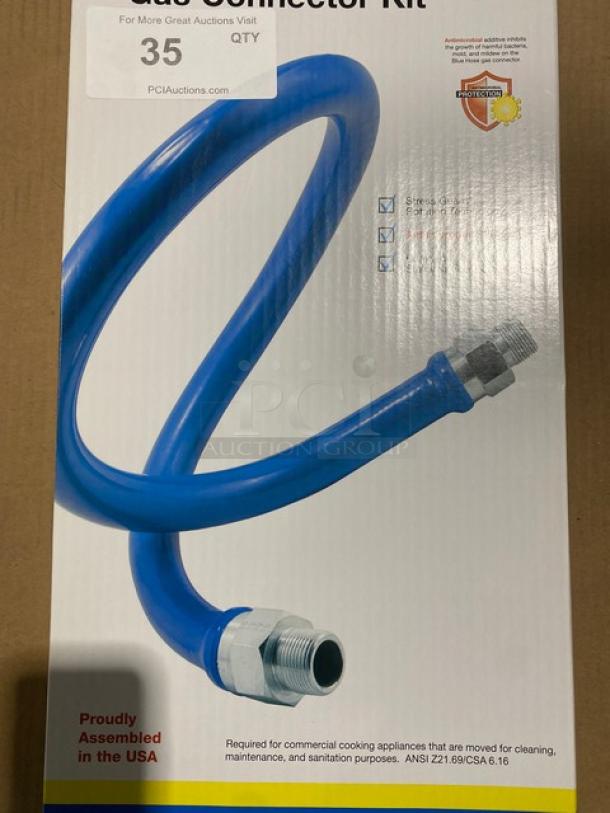 BRAND NEW! IN THE BOX! Dormont By Watts Brand Commercial Deluxe 48" Blue Hose Moveable Gas Connector Kit! With Snap Fast Quick Disconnect! Model: 1675KIT48! - Image 3 of 8